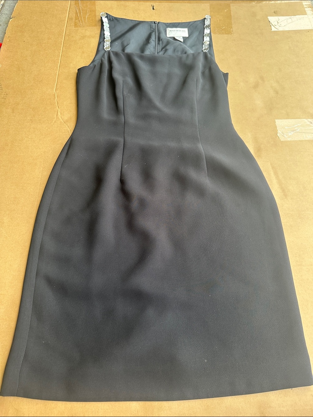 Hugo Buscati Black Sheath Dress with Beaded Straps- Vintage
